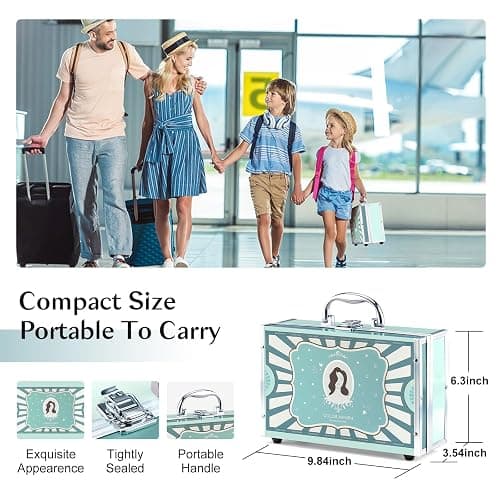 Color Nymph Makeup Kit for Teen Girls Full Makeup Set with Train Case Green | Full Makeup Kit for Teen Girls, 17pcs Makeup Set, Green Makeup Train Case, Eyeshadow,Mirror,Cosmetic Tool,Detachable to Carry thumbnail 2