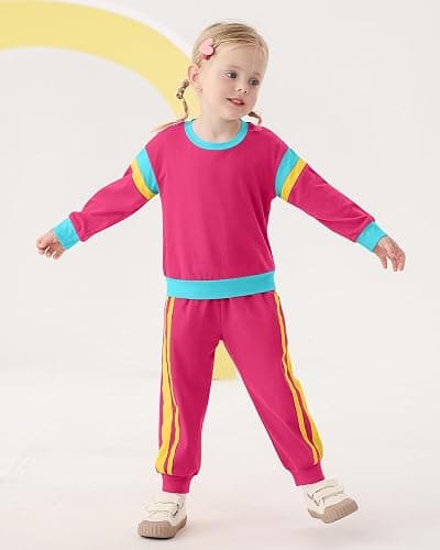 SANMIO Toddler Girl Clothes Outfits Cute Color Block Long Sleeves Top and Pants Sweatsuit 2 Piece Fall Clothing Set thumbnail 4