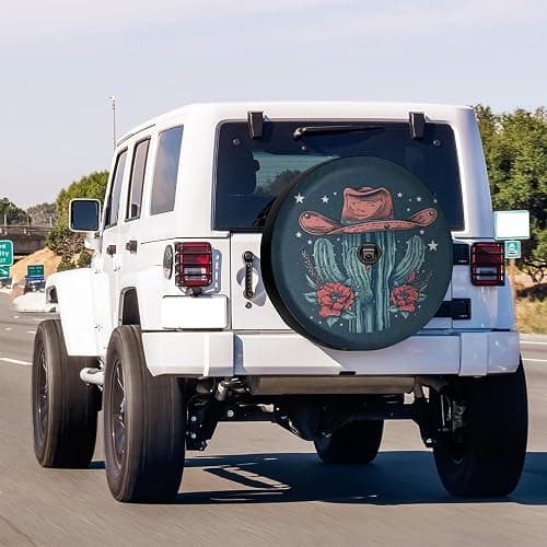 Foruidea Cowboy Cactus Spare Tire Cover with Backup Camera Hole Wheel Tire Cover Fit Trailer, RV, SUV and Many Vehicle 17inch thumbnail 2