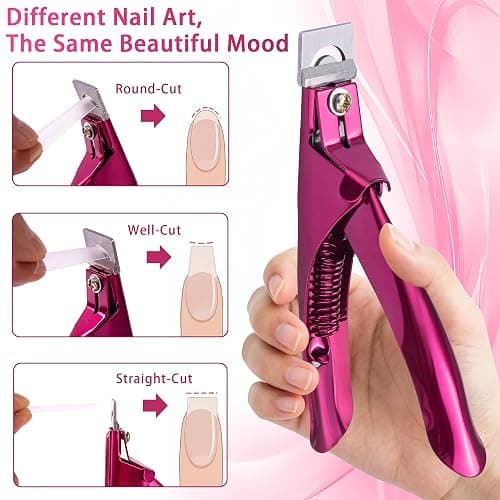 Violet Red Acrylic Nail Clipper with Magnetic Sizer, Adjustable Stainless Steel Trimmer for Salon Professional Manicure, Home Nail Art Tool Kit thumbnail 3