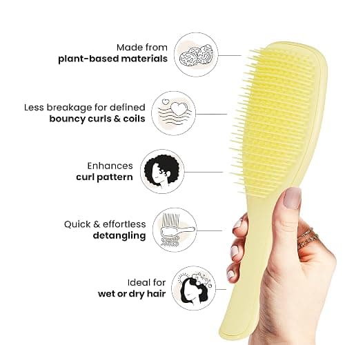 Tangle Teezer Plant-Based Ultimate Detangler Brush, Dry & Wet Hair Brush, Eliminates Knots & Reduces Breakage for Curly to Coily, 3C to 4C Hair Types, Pastel Yellow thumbnail 4