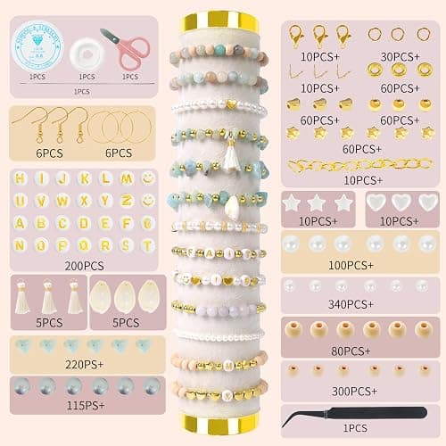 TOIPINIO Bracelet Making Kit Jewelry Making Supplies Kit Natural Stone Beads for DIY Craft Friendship Bracelet/Necklace/Earrings for Adults 1736PCS (Amazonite) thumbnail 2