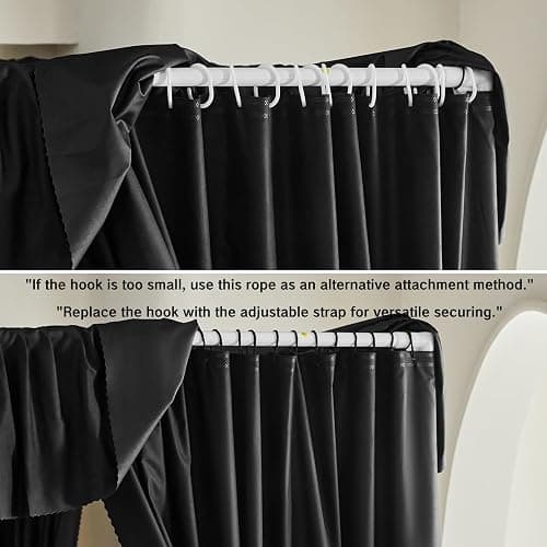AIKASY Black Thickened Bed Canopy Curtains - Elegant Bedroom Decor for Adults and Girls - Strong Lightproof and Windproof Design(Twin, Black) thumbnail 8
