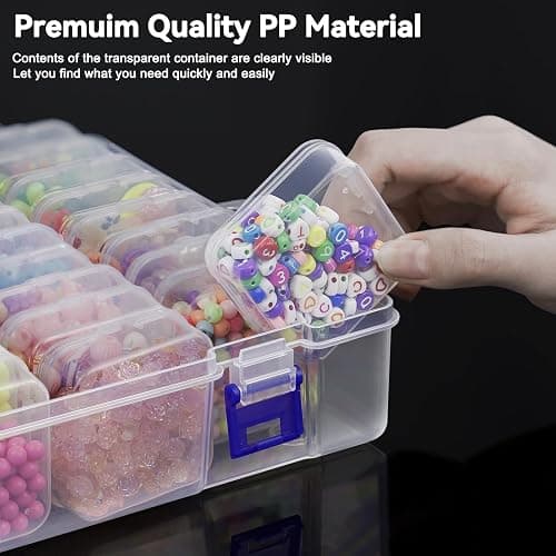 DILIBRA Bead Organizer Box, 46Pcs Small Bead Organizers and Storage Plastic Cases, Mini Clear Storage Containers Boxes with Hinged Lid for Diamond Painting Accessories Seed Jewelry Crafts thumbnail 4