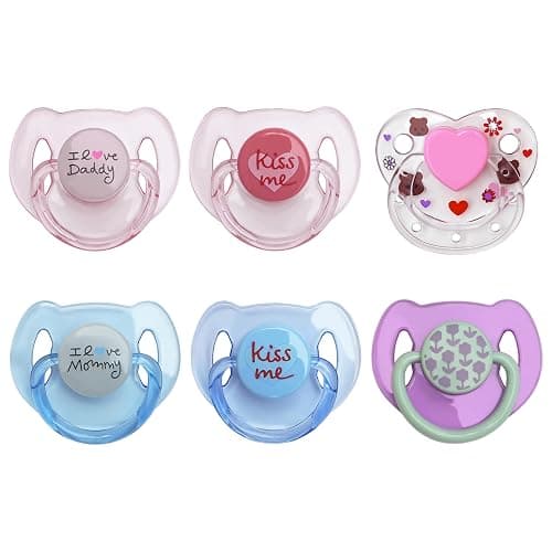 HELERKOL Magnetic Pacifier Set 6 Pieces Pink Blue Purple for Reborn Baby Dolls Feeding Toy Accessories Suitable for Kids Gifts (Pink&Blue&Purple Style) - Image 1