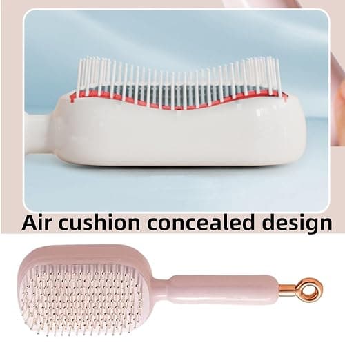 Self Cleaning Hair Brush, 2026 Upgrade Retractable Cushion Massage Comb, Anti Static Self Cleaning Hair Brush, Hairs Styling Tools for All Hairs Types, One-pull thumbnail 5