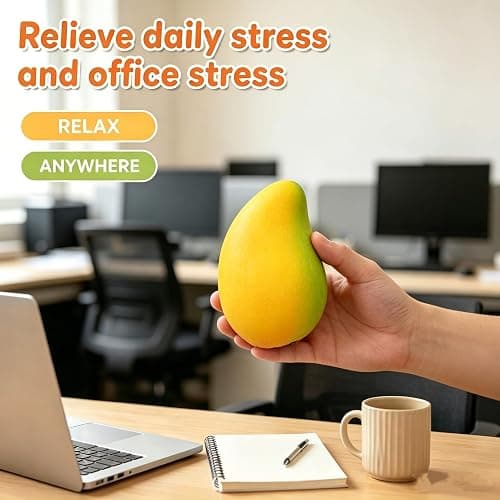 Gold Mango Squishy, Crunchy Mango Squishy, Fast Rebound Fidget Stress Relief Realistic Fruit Squeeze Toy, Anxiety Sensory Stress Hand Toys, Soft Simulation Fruit Stress Relief Balls thumbnail 6