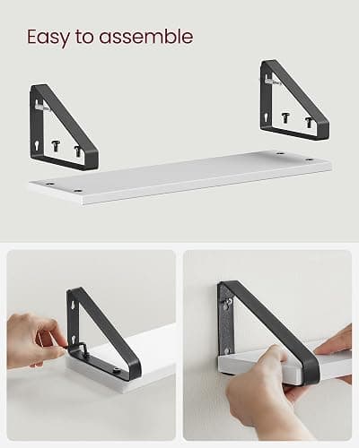 VASAGLE Wall Shelves, Floating Shelves Wall Mounted, Set of 3, 2 Mounting Ways, 30/35/40 cm, for Living Room, Bathroom, Kitchen, Cloud White and Matte Black LWS033B14 thumbnail 9