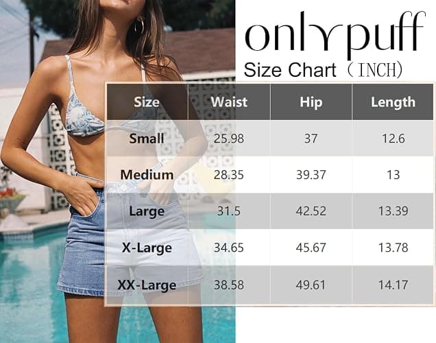 onlypuff Women Denim Shorts Ripped Mid Waisted Jean Shorts with Pockets thumbnail 6