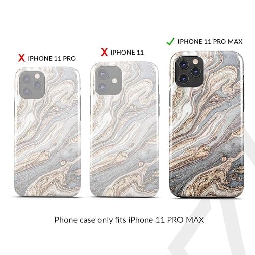 BURGA Phone Case Compatible with iPhone 11 PRO MAX - Hybrid 2-Layer Hard Shell + Silicone Protective Case -Grey & Gold Shades Marble Nude Natural Brown Sand - Scratch-Resistant Shockproof Cover thumbnail 2