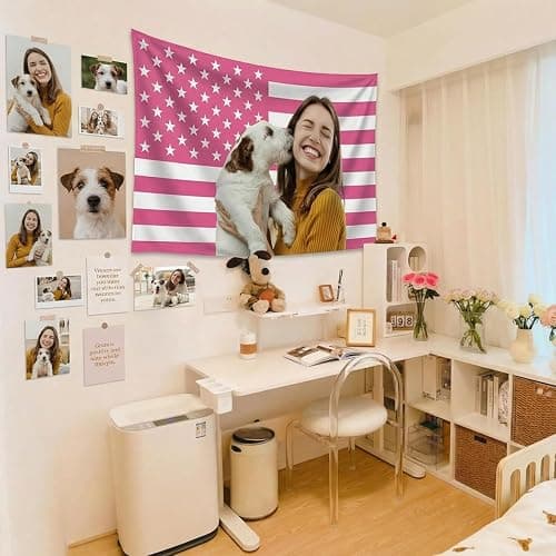 Custom Pink American Flag 3x5 Ft, Personalized Funny Flags with Photo Text, Tear Resistant Tapestry for Room Dorm Concert Outdoor Garden Decor thumbnail 7