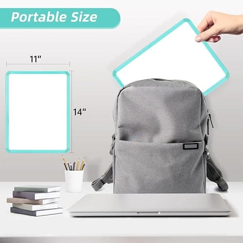 VUSIGN Small White Board Dry Erase, 14'' x 11'' Magnetic Dry Erase Board, Mini Whiteboard with Markers for Kids, Students, Fridge, Wall, Locker, Green thumbnail 2