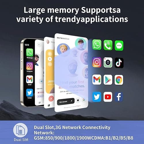 Mini 3G smartphone unlock, 3-inch high-definition touch screen dual SIM card dual standby mini phone, portable backup compact phone, suitable for students and children as gifts (black, 2GB+16GB) thumbnail 3