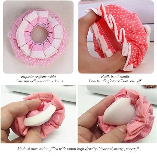 SkykS Door Knob Covers - 2 Pcs Soft Round Door Knob Protectors, Handcrafted with Cotton and Sponge, Anti-Slip (Pink) thumbnail 5