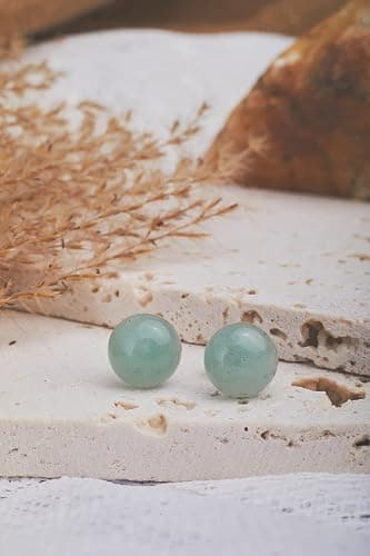 Jade Earrings Studs for Women Genuine – Flat Back - Earring Post - 12mm – Sage Light Green - Hypoallergenic- Handmade - Real Green Jade Jewelry for Women & Men - Gifts for Anniversary - Graduation - Back to School - Teacher Appreciation - Mens Birthstone Birthday Gift thumbnail 5