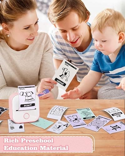 Memoking Mini Sticker Printer - T02 Mini Thermal Printer Wireless Inkless Label Maker Portable Sticker Maker for Student Birthday Gift, Compatible with iOS & Android, Pink thumbnail 2