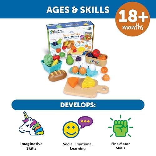 Learning Resources New Sprouts Farm-to-Table Fresh Market - Pretend Play Food for Kids, Grocery and Kitchen Play Toys, Toddler Fine Motor Skills, Montessori Activities, Gifts for Boys and Girls thumbnail 5