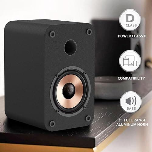 LONPOO Computer Speakers for Desktop and Laptop,30 Watts RMS Bluetooth Bookshelf Speakers with 3" Aluminium Speaker,Aux,Sold As Pair thumbnail 2