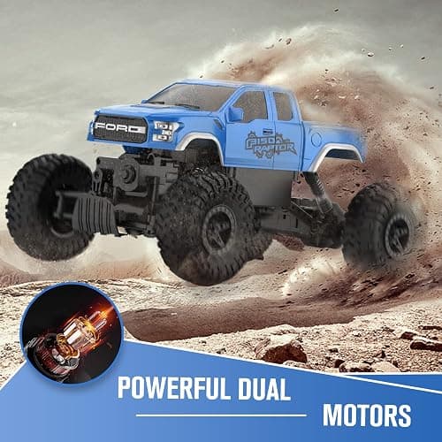 DOUBLE E Ford Raptor F150 RC Car 4WD Monster Trucks for Boys,11 Inches Off Road Crawler Vehicle RC Truck Toy Gift for Boys Girls 6 7 8-12 Years-Blue thumbnail 4