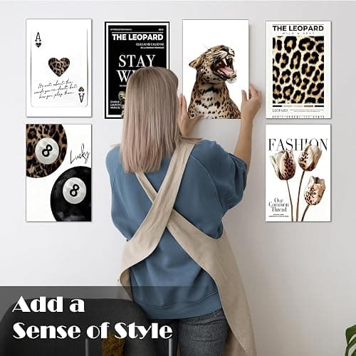 6Pcs Leopard Print Bedroom Decor, Chic Trendy Vogue Poster Set, Canvas Room Decor Aesthetic Bedroom Wall Art, Fashion Y2K Room Decor for Teens, Young Adults Wall Decoration (Unframed, 20X30cm) thumbnail 6