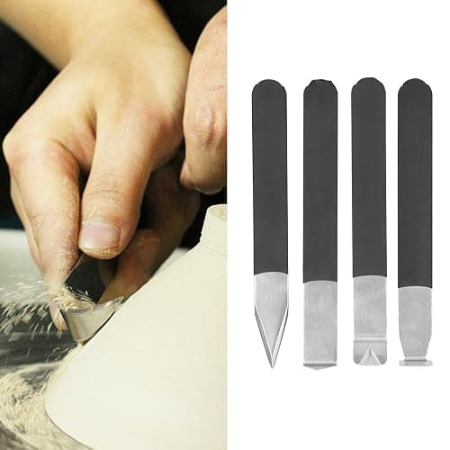 GBSCLOVER Pottery Trimming Tools 4Pcs, Stainless Steel Pottery Clay Trimming Tools, Safe Pottery Clay Tools for Engraving, Shaping, Styling Clay Pottery, Sculpture thumbnail 5