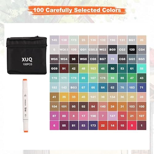 XUQ Alcohol Markers, 100 Colors Dual Brush Tip Permanent Art Markers, Coloring Marker, for Book Painting Card Making, Christmas gift for Adults Great Value Pack for Beginners thumbnail 4