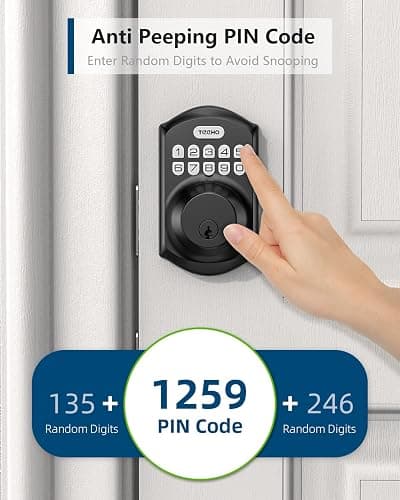 TEEHO TE001 Keyless Entry Door Lock with Keypad - Smart Deadbolt Lock for Front Door with 2 Keys - Auto Lock - Easy Installation - Matte Black thumbnail 7