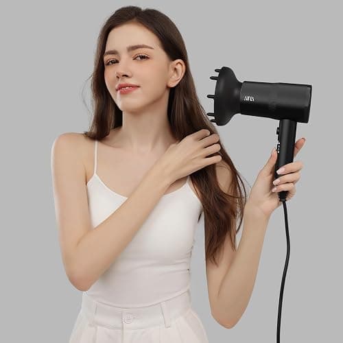 AINA Diffuser Hair Dryer Full-Featured Blow Dryer 110V/1600W(Vader Black) | 3 Heat/2 Speed|Cold shut button|Lightweight|Compact Size|High Temp|Low Airflow|Same Results|Less Expense thumbnail 7
