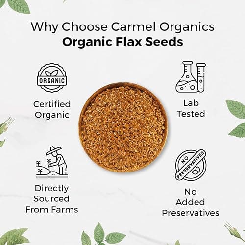 Organic Flax Seeds Whole 8 Ounce or 227g (0.5 Lb) | Non GMO | Kosher | USDA Certified Organic | By Carmel Organics | Unroasted Flax Seed | Plant Based | Linum usitatissimum thumbnail 5