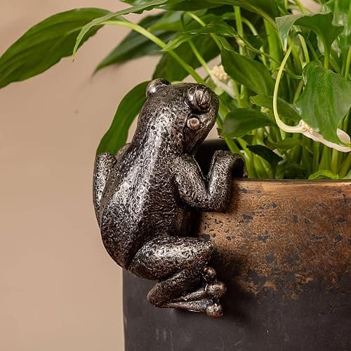 Kudriod Frog Flower Pot Hugger Figurines, Frog Statue Decor for Garden Yard Fence Balcony Home Plant Décor Gifts - Image 1