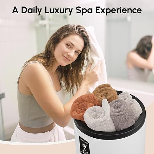 USHOWER Towel Warmers for Bathroom, 20L Large Towel Warmer Bucket for Spa, LCD Screen Display Time, Temperature, Auto Shut-Off Towel Heater Fits Two 40"x70" Oversized Towels, Blankets, Bathrobes, PJ’s thumbnail 2