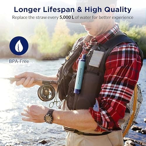Membrane Solutions Straw Water Filter S1, NSF/ANSI 42&372&401 certificated, Survival Filtration Portable Gear, Emergency Preparedness, Supply for Drinking Hiking Camping Team Family Outing thumbnail 7