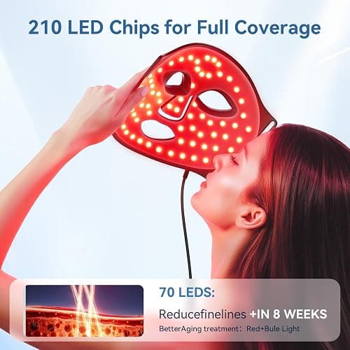 FOLOKE LED Light Therapy Mask Skin Care Mask, LED Red 630±5nm & NIR 830nm Wavelength for Home Use thumbnail 4