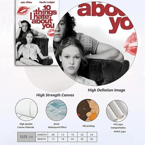 (Set of 2) 10 Things I Hate About You Poster 12x18inch(30x45cm) Vintage Movie Canvas for Bedroom Posters for Room Aesthetic Wall Art Decor Posters & Prints Posters Sty thumbnail 5