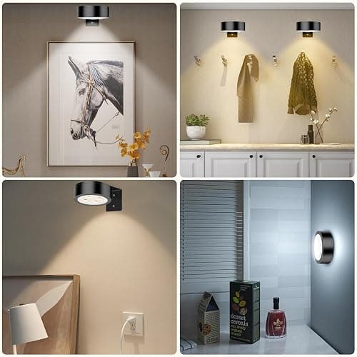 SIXDEFLY Picture Lights for Wall, 3 Lighting Modes Magnetic Art Display Light,Rechargeable Battery Operated Led Painting Light with Remote Control Dimmable & Timer,3Pack Black thumbnail 7