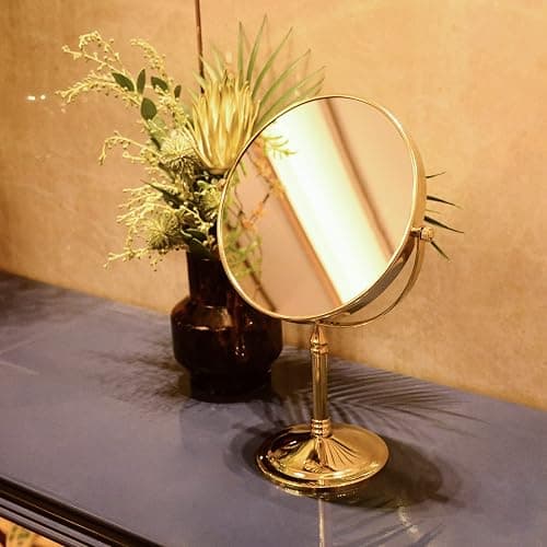 DOWRY Makeup Mirror 10x Magnification Vanity Mirror Tabletop Two-Sided Swivel Gifts for Women Wife Mom Teengirls Gold Finish(10X) thumbnail 2