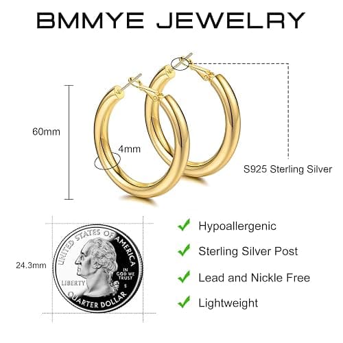 Thick Gold Hoop Earrings Lightweight Howllow Tube Hoops Chunky Gold for Women Hypoallergenic Big Earring 25mm 30mm 40mm 50mm thumbnail 4