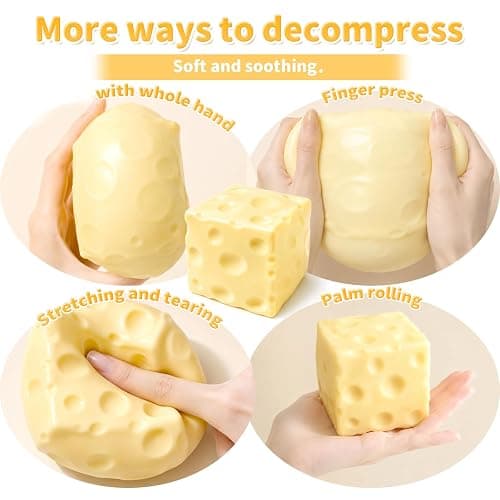 Crunchy Cheese Squishy Asmr Bead Filled, Slow Rising Stress Relief Ball | for Adult Stress Anxiety Relief, Gift for Birthday Party Favors 1pc thumbnail 6