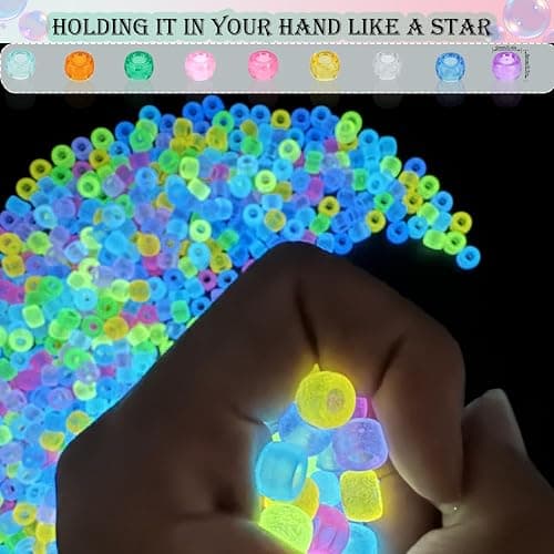 LYMOOR 1200 Glow in The Dark Pony Beads, Shine Pony Beads Bulk, Assorted Colors Mixed, Kandi Hair Bead Bracelet Making Kit, Crafts Necklace Jewelry DIY Gifts thumbnail 3