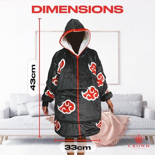 CROWN Anime Blanket Hoodie Wearable for Men and Women, Soft Fluffy Warm Blankets Bed Sofa with Pocket thumbnail 6