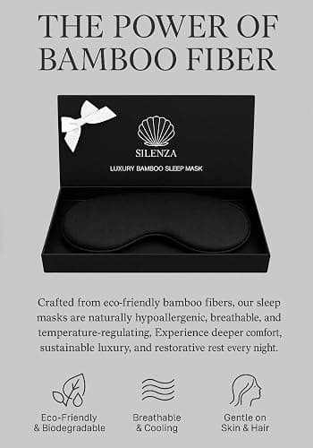 Silenza Luxury Bamboo Sleep Mask – Ultra-Soft Cooling Eye Mask for 100% Light Blocking, Adjustable Comfort Strap, Perfect for Travel & Better Sleep (Onyx) thumbnail 5