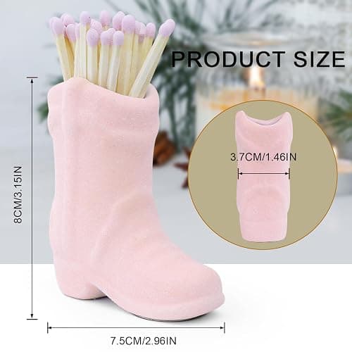 KALAUTO Cowboy Boot Match Holder With Striker - Coastal Home Ceramic Cowgirl Boot Decor Aesthetic Small Cute Matchstick Box Western Decorative Mini Matchesboxes For Bathroom Bedroom Fireplace Kitchen thumbnail 3