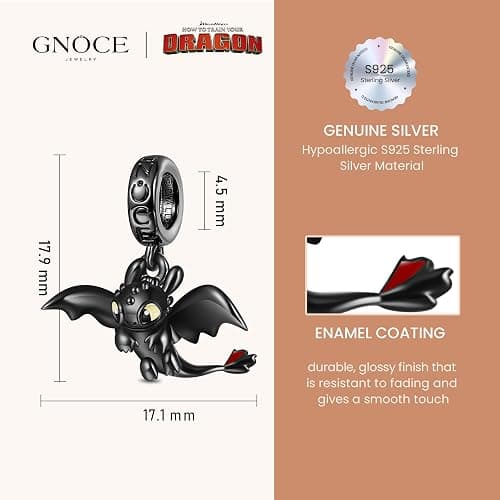 GNOCE X How to Train Your Dragon S925 Silver Pendant Dangle Charms thumbnail 3