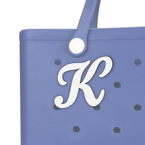 TOYORK Letter Charms for Bog Bag,Decorative Alphabet Bogg Bag Accessories Lettering Insert Charm Compatible with Bogg Bag Original Models,Charms for Rubber Beach Tote Bag White K thumbnail 7