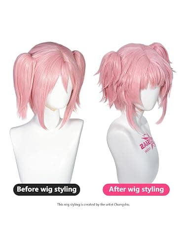 OSIAS Madoka Magica Wig Pink Short Synthetic Heat Resistant Hair thumbnail 4