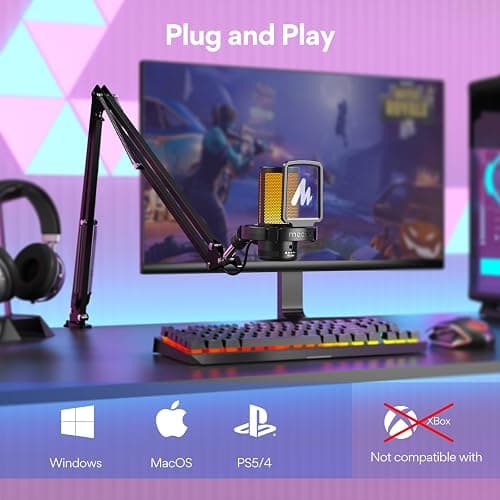 MAONO Gaming USB Microphone, Noise Cancellation Condenser Mic with Mute, Gain, Monitoring, Boom Arm Mic for Streaming, Podcast, Twitch, YouTube, Discord, PC, Computer, PS4, PS5, Mac, GamerWave DGM20S thumbnail 6