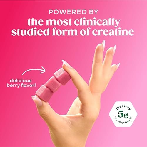 Bloom Creatine Monohydrate Gummies, 5g Per Serving, Sugar Free Creatine Gummy for Workout, Strength, Cognitive Health & Lean Muscle Support, Gluten Free & Non GMO, Berry Boost, 36 Gummies, 12 SVG thumbnail 3
