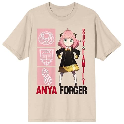 Spy X Family Anya Forger Icons Crew Neck Short Sleeve Natural Adult T-Shirt - Image 1