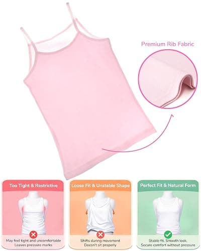 Donella Girls Camisole Undershirts - Toddler Girls Cotton Ribbed Cami 5 Pack thumbnail 3
