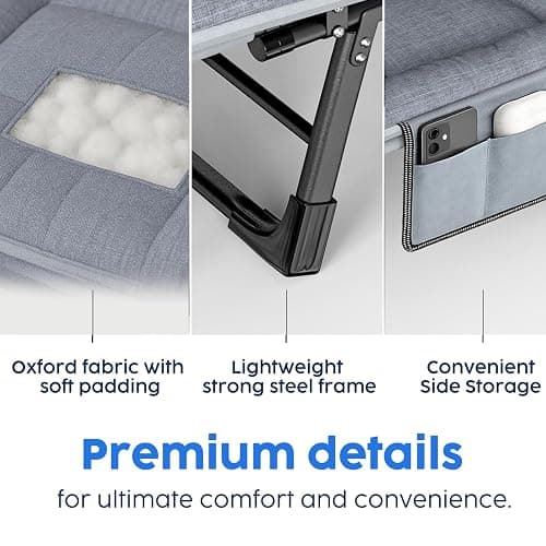 BSISHL Camping Cot with Mattress,No Assembly Required Heavy Duty Folding Camping Cot for Adults,450 Lbs Capacity Adjustable Portable Bed for Indoor,Outdoor&Patio Use (L''70in) thumbnail 5